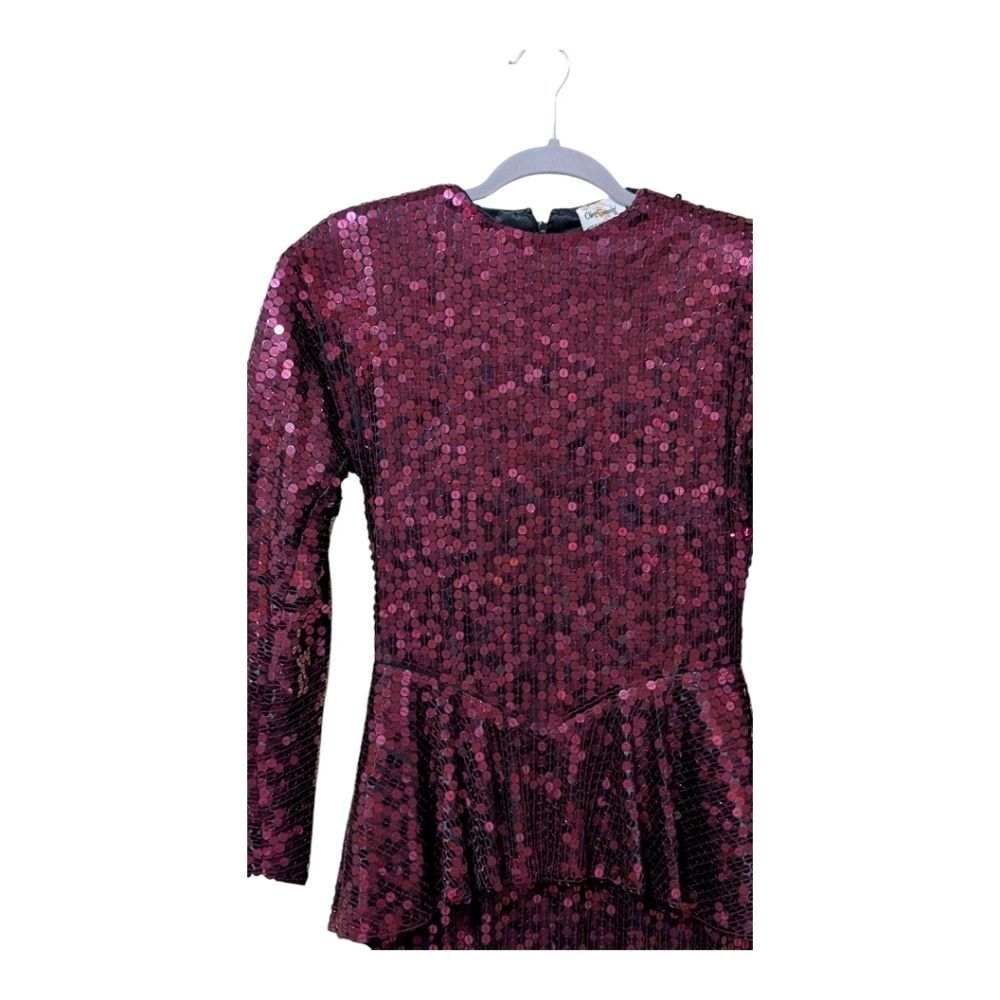 Oleg Cassini sequin dress size Small pink peplum cocktail vintage - Picture 7 of 9